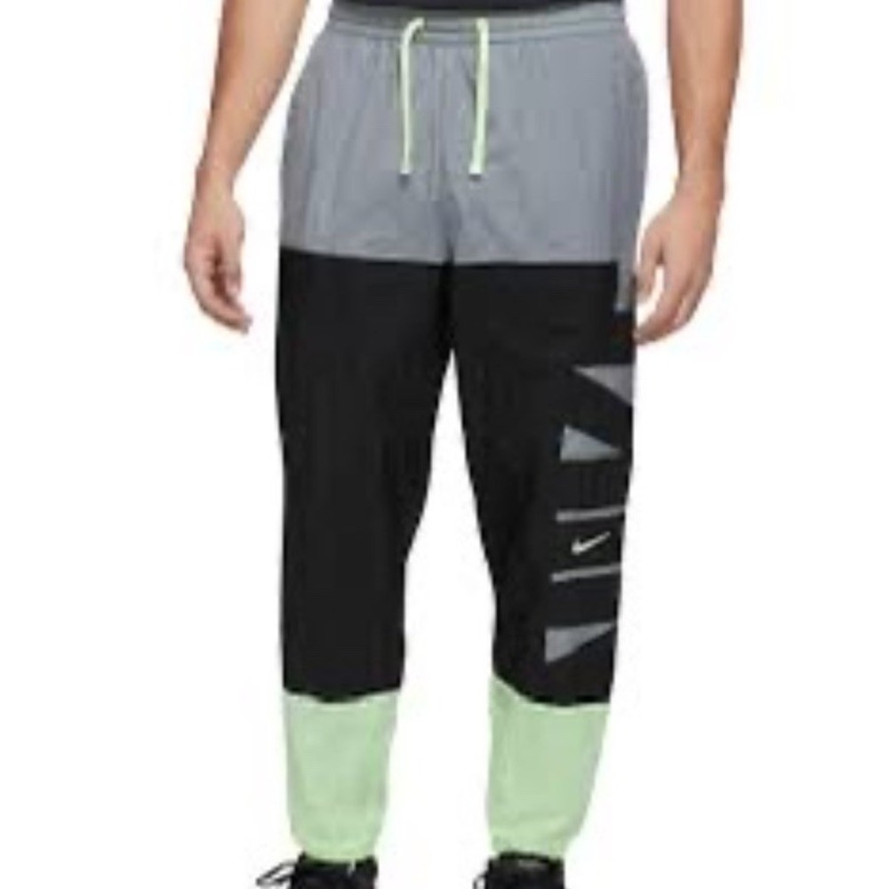 NIKE Men's Starting Five Dri-Fit Basketball Pants Wind Pants Grey/Green Sz M